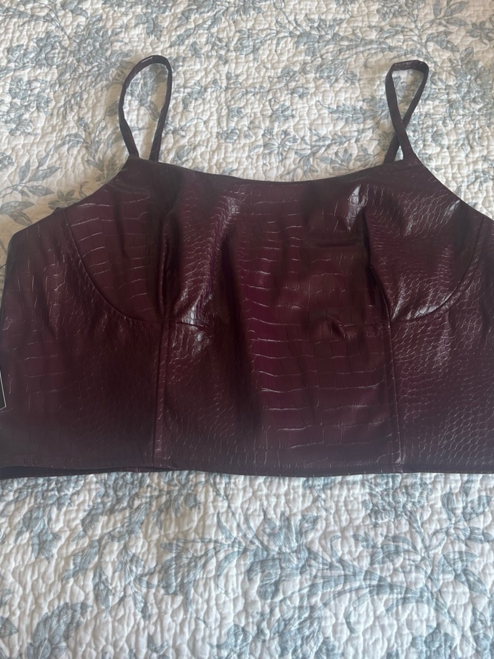 BOLD elements Burgundy Faux Croc Cropped Camisole